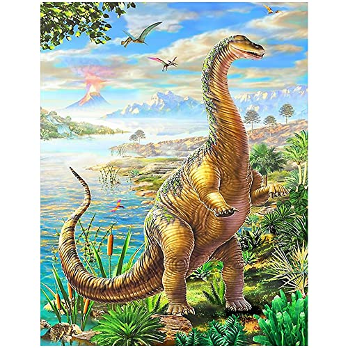 DCIDBEI Daiments Painting Bilder Groß 40x50cm Diamant Painting Quadratische Steine Diamond Art Dino Tiere Diamant Malerei Dinosaurier Gemälde Groß Malen nach Zahlen Square Diamond Painting Mädchen 5D von DCIDBEI