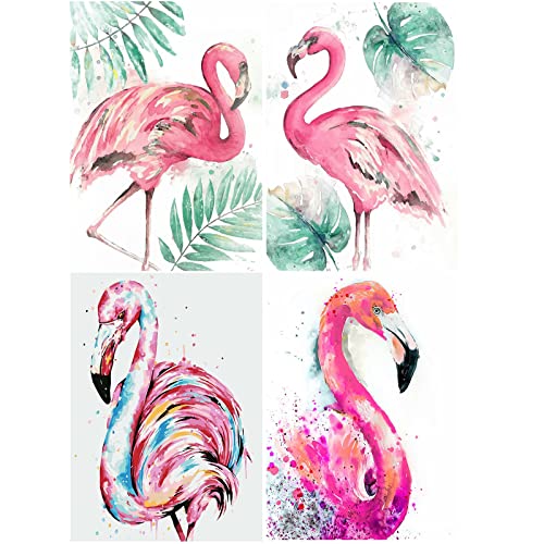 Diamond Painting 4 Set 30x40 cm Diamant Painting Flamingo Diamanten Painting Tiere Diamant Malerei Malen nach Zahlen Paint by Numbers Full Drill Set für Wohnzimmer Schlafzimmer Büro Wand Dekoration von DCIDBEI