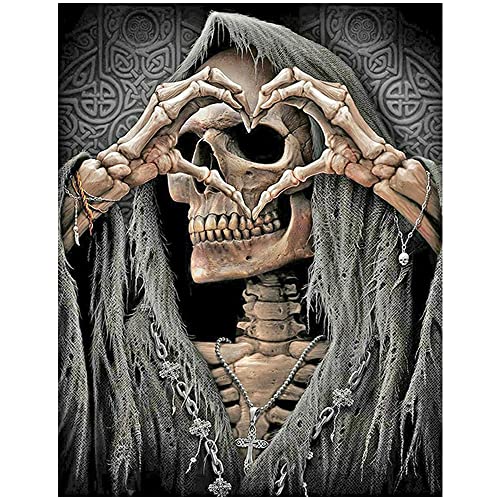 Diamond Painting Eckige Steine 40x50 cm 5D Diamant Painting Schädel Skull Liebe Herz Diamant Malerei Malen nach Zahlen Totenkopf Kreuzstich Crystal Diamond Art Kits Bastelset Erwachsene Stickbilder von DCIDBEI