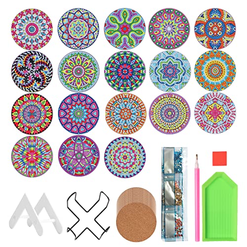 Diamond Painting Untersetzer für Gläser 9er Set Glasuntersetzer Gläseruntersetzer für Getränke Tassen Bar Glas Tischuntersetzer Tassenuntersetzer Bastelset Set Mädchen Anfänger Boho Deko Mandala von DCIDBEI