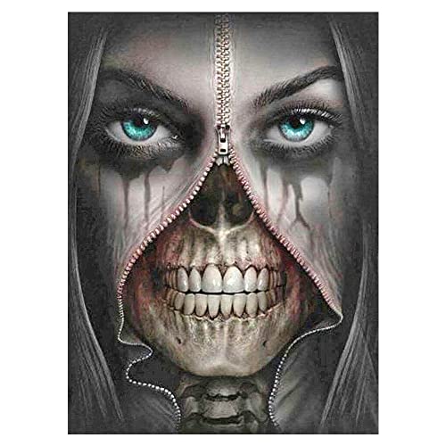 Rund Diamond Painting Skull Maske 40x50 cm Daiments Painting Skull Diamant Painting Totenkopf Diamond Painting Schädel Schönheit Diamant Malerei Malen nach Zahlen Mosaik Klebebilder Erwachsene von DCIDBEI