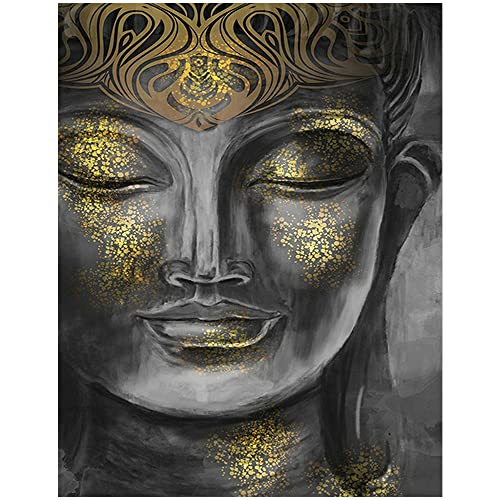 Rund Diamond Painting Zubehör 30x40cm DIY Diamant Malerei Malen nach Zahlen Anfänger Diamant Painting Buddha Statue Gold Bohren Voll Stickerei Strass Stickerei Kreuzstich Erwachsene Mosaik Wand Dekor von DCIDBEI