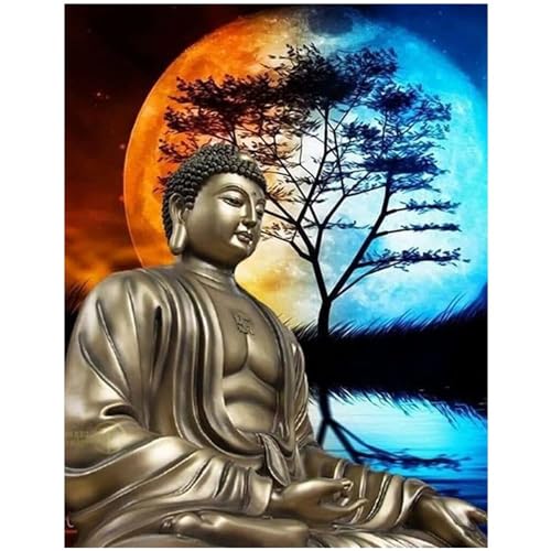 Square Drills Diamond Painting DIY 5D Full Buddha 40x50cm Diamant Painting Bilder Groß Glitzerbilder zum Selber Machen Erwachsene Diamant Painting Eckige Steine Stickerei Set Bilder Aufkleber von DCIDBEI