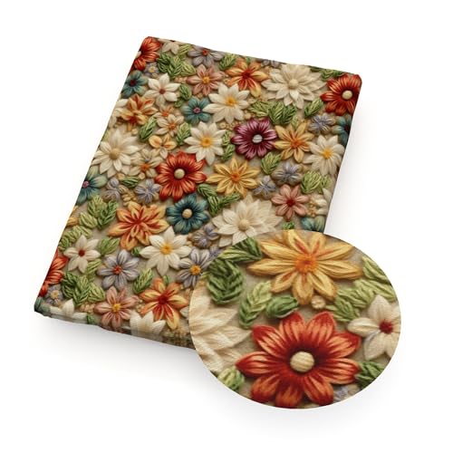 DCNIYT 50 x 145 cm Katzen-3D-Blumenimitat-Stickerei, bedrucktes Polyester/reine Baumwolle, Patchwork, Nähen, Quilt, Stoff (4765,50 x 145 cm, Polyester-Baumwolle) von DCNIYT