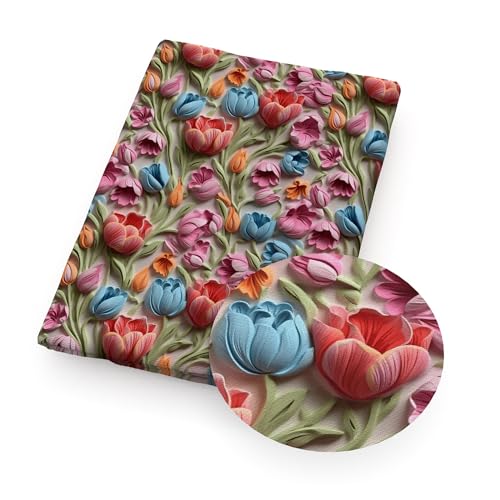 DCNIYT 50 x 145 cm Katzen-3D-Blumenimitat-Stickerei, bedrucktes Polyester/reine Baumwolle, Patchwork, Nähen, Quilt, Stoff (4771,50 x 145 cm, Polyester-Baumwolle) von DCNIYT