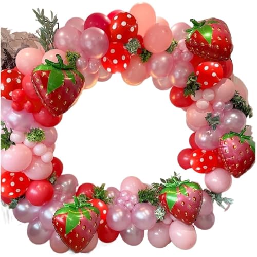DCNIYT Erdbeer-Party-Dekoration, Ballonkranz, Bogen-Set, große Erdbeere, süßes Mädchen, Beere, erstes Thema, Geburtstagsparty-Zubehör von DCNIYT