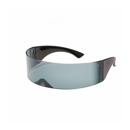 DCNIYT Gebogene Persönlichkeitsbrille, lustig, futuristisch, zum Umwickeln, Sonnenbrille, Maske, Halloween-Zubehör, Dekoration (1 Silber) von DCNIYT