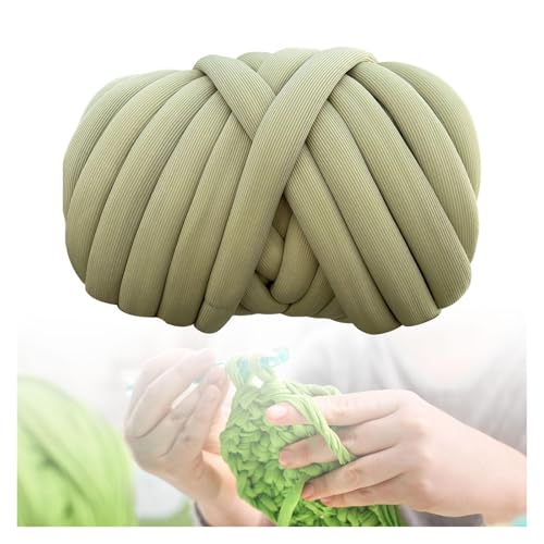 DCNIYT Grobes Garn, Armstrickgarn, geflochtener Knoten, waschbar, 500 g, weiches Jumbo-Schlauchgarn für Kissen, Handtasche, Teppiche, Kissen (Olivgrün) von DCNIYT