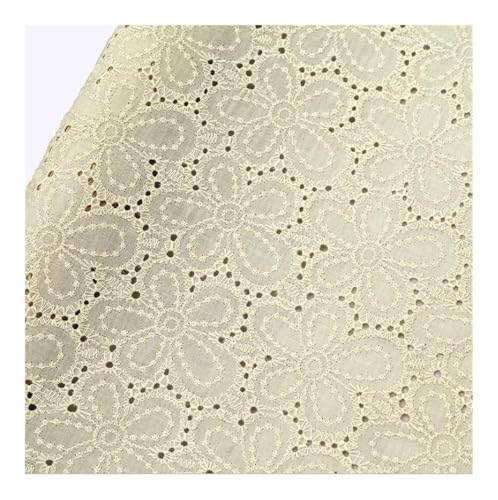 DCNIYT Handgefertigter Baumwollstoff zum Selbermachen, bunt, ausgehöhlt, bestickt, Spitzenstoff, Breite 130 cm, Kleidung, Kleid, Wohnaccessoires, Beige / Aprikose von DCNIYT