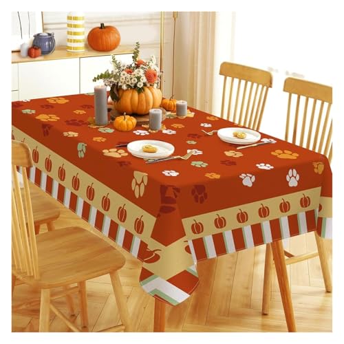 DCNIYT Rechteckige Tischdecke, Partydekoration, Herbst-Ahornblatt, Kürbis, Tischdecke, Esstischdekoration, Thanksgiving-Dekorationen (140 x 200 cm) von DCNIYT