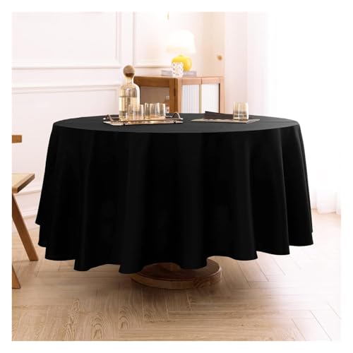 DCNIYT Runde Tischdecke, 332 cm, 6 Stück, weiß, schmutzabweisend, dekorativ, waschbar, Polyester-Tischdecke (schwarz) von DCNIYT