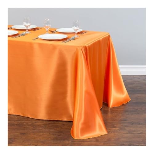 DCNIYT Satin-Tischdecke, rechteckig, Hotelbankett, Tischdecke für Hochzeit, Festival, Party, Tischdecke, Heimdekoration (Orange, 145 x 240 cm) von DCNIYT