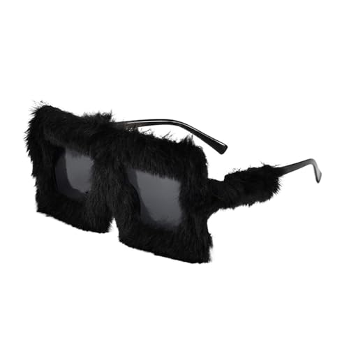 DCNIYT Übergroße Plüsch-Sonnenbrille, Winter-Sonnenbrille für Damen, weich, flauschig, quadratischer Rahmen, für Party, Cosplay (C1) von DCNIYT