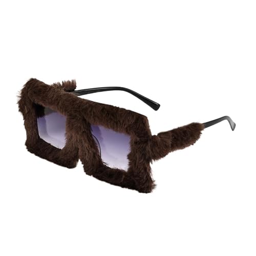 DCNIYT Übergroße Plüsch-Sonnenbrille, Winter-Sonnenbrille für Damen, weich, flauschig, quadratischer Rahmen, für Party, Cosplay (C4) von DCNIYT