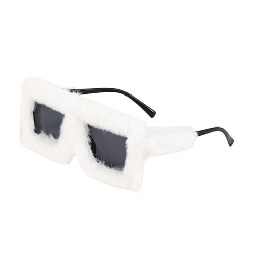 DCNIYT Übergroße Plüsch-Sonnenbrille, weich, flauschig, Winter-Sonnenbrille, quadratischer Rahmen, für Party, Weihnachten, Halloween, Neuheit (C14) von DCNIYT