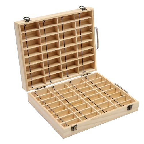 Aufbewahrungsbox für ätherische Öle, 64 Slot Ätherisches Öl Display Box Halter Organisator Holzbox Kann Nagellackständer für Nagellack, Lippenstift, Duftöle und Ätherische Öle von DCSYOG