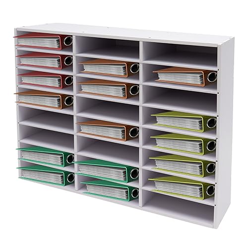 Dokumentenablage MDF Briefablage 24 Fächer Schreibtisch Organizer Dokumentenhalter A4-Papierablage für Büro Zuhause Schule (Weiß) von DCSYOG