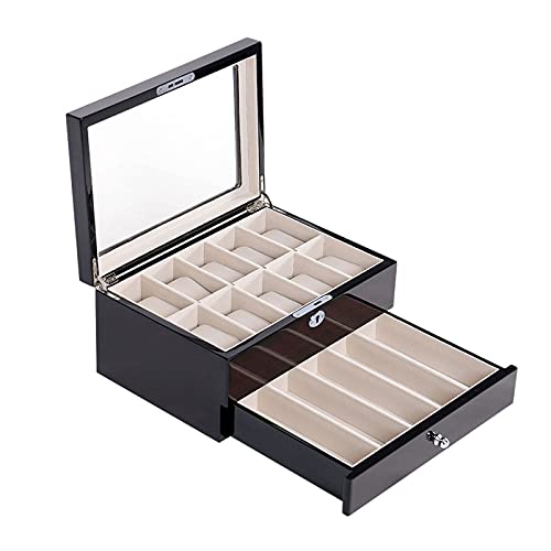 DCYEQRQ Schmuck-Organizer, Schmuckschatulle für Damen, 2 Ebenen, Schmuckkästchen, Aufbewahrungsbox, abschließbar, Holz, Schmuck-Organizer für Mädchen, Schmuckschatulle von DCYEQRQ