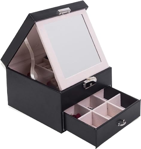 DCYEQRQ Schmuck-Organizer-Box aus Leder, groß, 3 Ebenen, für Halsketten, Ohrringe, Ringe, Geschenkbox, Schmuckverpackung, 1 Stück von DCYEQRQ