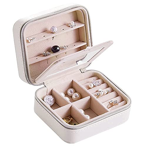 DCYEQRQ Schmuckkästchen, Reise-Schmuckschatulle, Organizer für Damen, Schmuck-Aufbewahrungsbox, tragbar, Kunstleder für Ringe, Ohrringe, Halsketten, Armbänder von DCYEQRQ