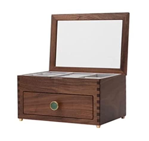 DCYEQRQ Schmuckkästchen, Schmuck-Organizer, Holz-Schmuckschatulle mit transparenter Glasabdeckung, Ohrringen, Halsketten, Uhren und Schubladen, Aufbewahrungsboxen für Schlafzimmer-Zubehör von DCYEQRQ