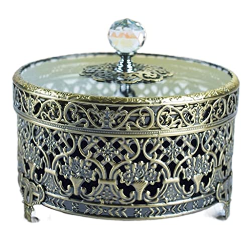 DCYEQRQ Schmuckkästchen, Schmuck-Organizer, Metall-Schmuckschatulle mit Deckel, hohles Design, Retro-High-End-Halskette, Ohrringe, Ring, kleines Schmucketui für Damen, Schlafzimmerzubehör (B wie von DCYEQRQ