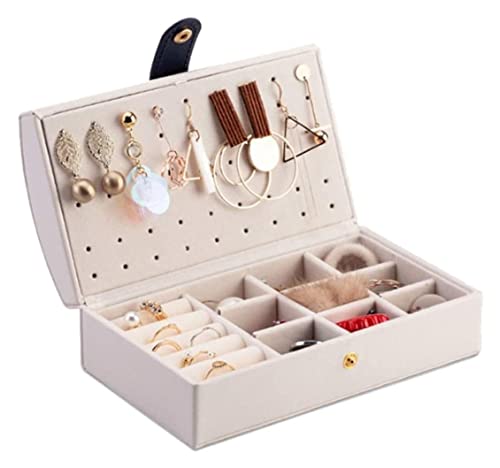 DCYEQRQ Schmuckkästchen, Schmuck-Organizer, kleine Schmuckschatulle, tragbar, Leder, gewölbt, Schmuck-Organizer, Reise-Schmuck-Aufbewahrungsbox für Ohrringe, Halsketten, Ringe, Schlafzimmerzubehör (B von DCYEQRQ