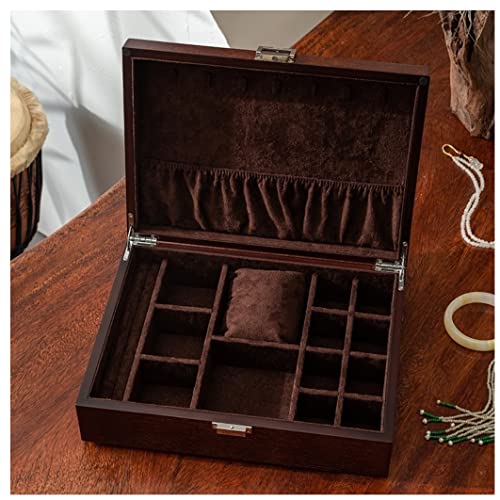 DCYEQRQ Schmuckschatulle, Schmuck-Organizer, Antike Schmuckschatulle, Holz Schmuckschatulle mit Schloss, Aufbewahrungsbox für Schmuck, Halsketten, Ohrringe, Lagerung, Schlafzimmerzubehör von DCYEQRQ