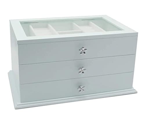 DCYEQRQ Schmuckschatulle, Schmuck-Organizer, Schmuckschatulle, 3-lagige Schmuckschatulle, Flanell Schmuckaufbewahrungsbox, Halskette, Ohrringe, Ringe, Armbänder, Display für Frauen, Schlafzimmer von DCYEQRQ