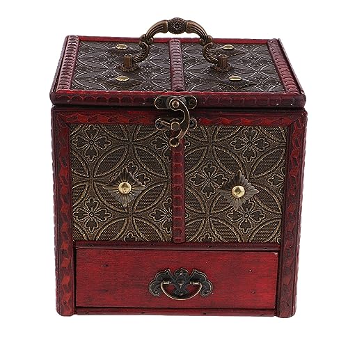 DCYEQRQ Schmuckschatulle Chinesischen Retro Vintage Stil Holz Schmuck Box Organizer Lagerung mit Griff von DCYEQRQ