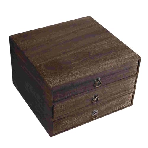 DCYEQRQ Schmuckschatulle Organizer Aufbewahrungsbox aus Holz Aufbewahrungsbox Schubladen 1-3 Schichten Aufbewahrungsbox aus Holz Ohrringe (Größe: 2) (eine Farbe 3) (eine Farbe 3) (ein von DCYEQRQ