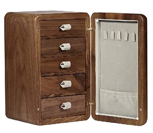 DCYEQRQ Schmuckschatulle Schmuckorganizer Massivholz Schmuckschatulle Walnuss Schmuck Organizer Box mit gebürstetem Messing Griff Kühlschrankform Schmucketui Schlafzimmer Zubehör (Color : T von DCYEQRQ