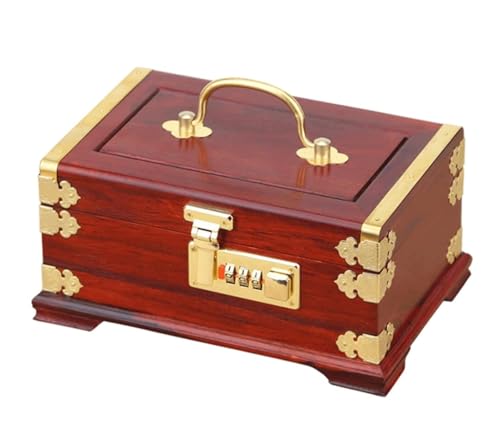 DCYEQRQ Schmuckschatulle Schmuckschatulle Holz Schmuckschatulle Handschmuck Kombinationsschloss Aufbewahrungsbox Hochzeit Aufbewahrungsbox mit Spiegelkasten Schmuckschatulle Schmuck Zubehör von DCYEQRQ