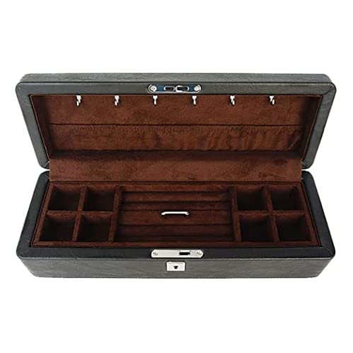 DCYEQRQ Schmuckschatulle für Damen, Schmuckkästchen, Organizer, abschließbar, 2 Schichten, Aufbewahrungsbox, Halskette, Ringe, Ohrringe, Vitrine, Retro, Schlafzimmerzubehör von DCYEQRQ