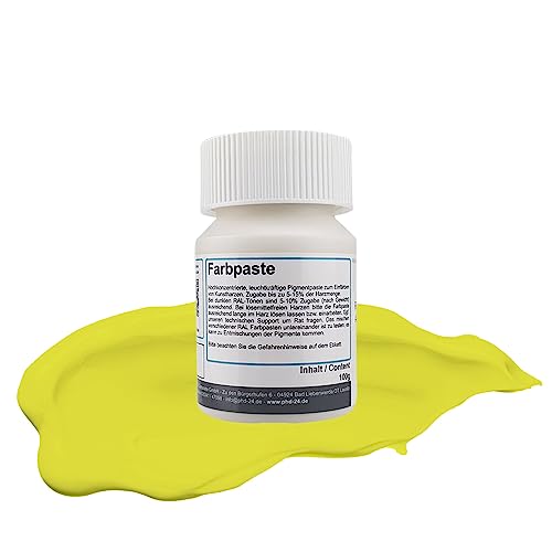 DD Composite Farbpaste RAL-Töne Pigment hochpigmentiert für Kunstharz Epoxidharz Resin kräftig deckend, Farbe:RAL 1016 schwefelgelb, Gewicht:100g von DD Composite