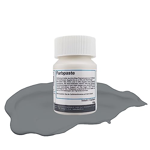 DD Composite Farbpaste RAL-Töne Pigment hochpigmentiert für Kunstharz Epoxidharz Resin kräftig deckend, Farbe:RAL 7037 staubgrau, Gewicht:100g von DD Composite