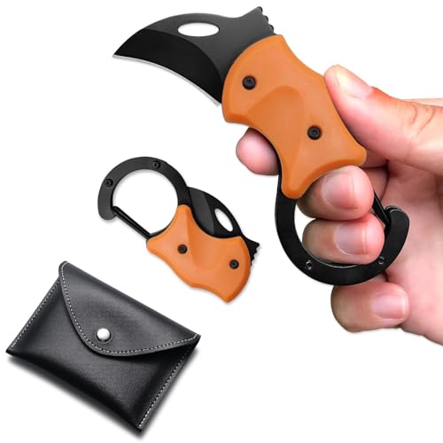 DDFF Klappmesser mit Schlüsselanhänger, Geschenke für Männer, EDC Schlüsselanhänger Messer, Outdoor Camping Messer, Outdoor Messer, Mehrzweckmesser für outdoor survival, Camping (Orange Farbe) von DDFF