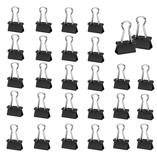 120 Stück Foldback Klammern, 15mm Foldbackklammer Klein Mini Papierklammern Binder Clips Büroklammern Metall Binder Clips Vielzweckklammern für Briefpapier Papier, Bürobedarf, Schwarz von DDHHCP