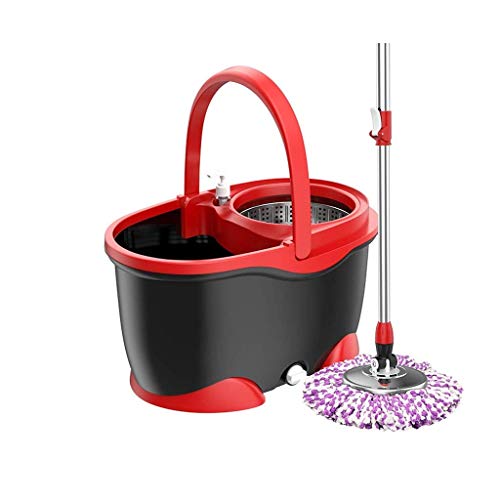 Drehbarer Mop, Spin Mop Easy Mop und Eimer Set für Bodenreinigung, Spinning Rotierende mit 3 Reinigungsmoppköpfen Dekoration Glattes Segeln von DDJKUAS