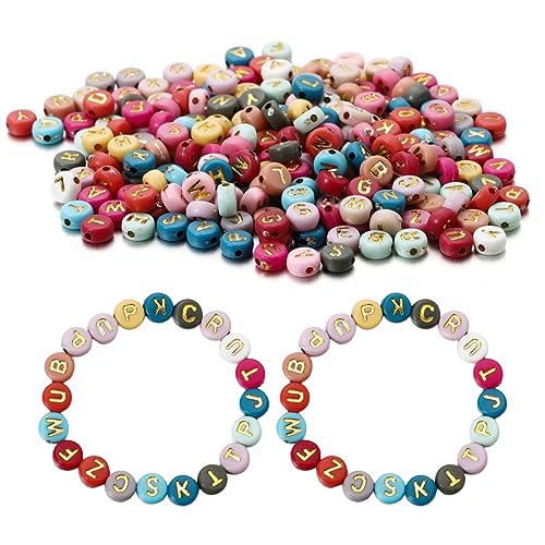 DDKY 1200 Stück Alphabet-Perlen, Alphabet-Perlen-Set, 7 mm, bunte Acryl-Alphabet-Perlen, Armband-Perlen für die Herstellung von Armbändern, Halsketten, Schmuck von DDKY