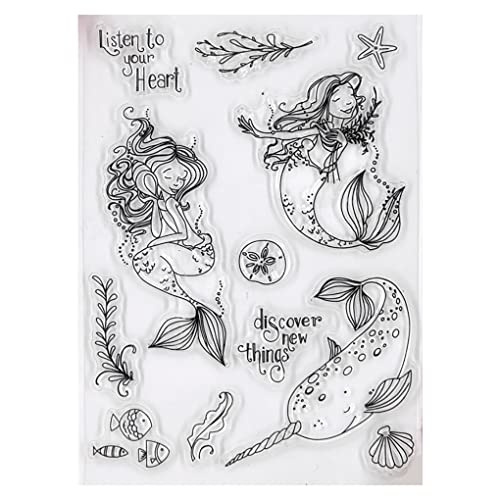 DDOUJOY 3022419 Wal Meerjungfrau Hintergrund Transparente Stempel für Kartenherstellung Dekoration und DIY Scrapbooking von DDOUJOY