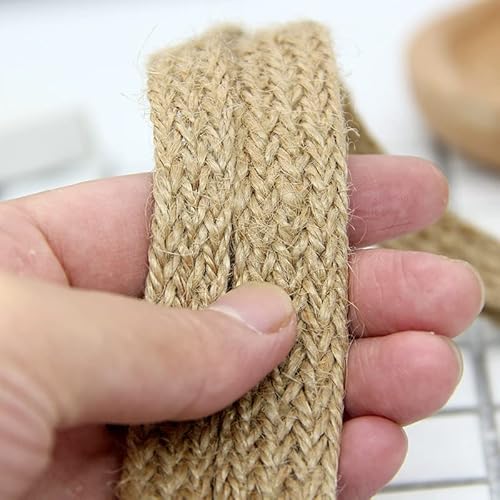 10 m Hanfschnüre geflochtenes flaches Sackleinenband 8 mm 12 mm 18 mm Natur Juteseil Bindfäden Gurtband DIY Hochzeitsdekoration Bänder Handwerk-10 m x 12 mm von DDYZM