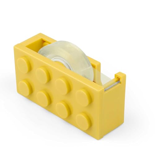 Klebestreifen Abroller, DEANKEJI Gelb Tape Dispenser, Abroller Klebeband in Form von Bausteinen, für Büroschreibtische, Restaurants, Blumenläden und Arbeitszimmer von DEANKEJI