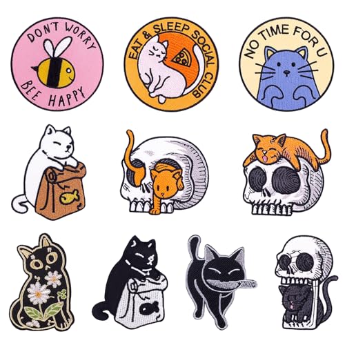 10 bestickte Aufnäher zum Aufbügeln, Cartoon Patches zum Aufbügeln, Aufnäher Flicken Patches, Bügelflicken Kinder, Bügelbilder für Kleidung Jacken Rucksäcke Jeans Patches,Reparieren Sie Das Loch von DEARBAG