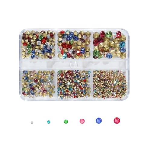 1000pcs 6 Größen Strasssteine für Nägel Kristallrhinestones Rhinestones Nagelaufkleber mit Kristallen Dekorationen Nagelsteine mit Aufbewahrungsboxen Für Nagel Bekleidung DIY von DEARBAG