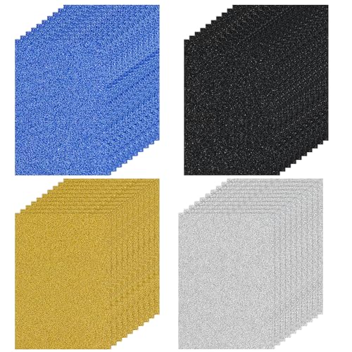 40 Blatt Glitzerpapier zum Basteln, A4 Buntes Glitzerpapier, Glitzerkarton, Bunt Glitzer Papier 4 Farben 250g/m²Glitterkarton zum Basteln und Gestalten von DEARBAG