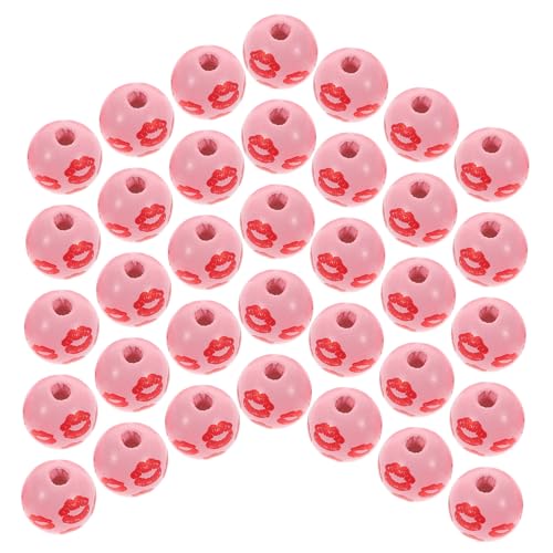 50 Stück Lippen Holzperlen Lebkuchen Ornamente Rote Perlen Rosa Süßigkeiten Ornamente Rosa Lebkuchen Herzperlen Künstliche Rosenblätter Holzperlen Schmuck DEARMAMY von DEARMAMY