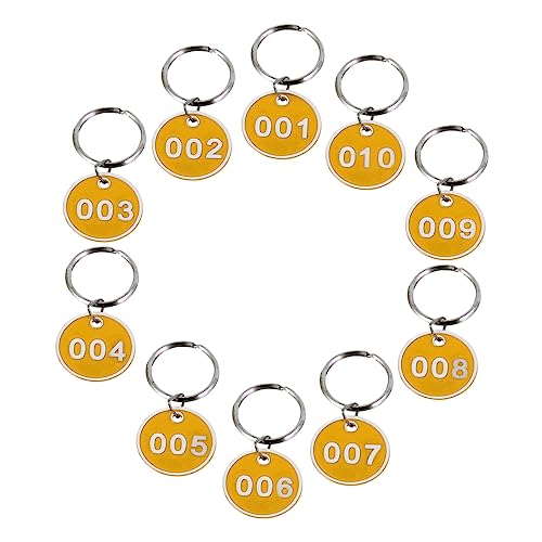 DEARMAMY 1 Nummernschild Zahlen Id-tags Schlüsseletiketten-tags Schließfachnummer-tags Schlüsselanhänger Mit Runden Zahlen Zahlenkarten Etiketten Für Schlüsselanhänger Metall Yellow von DEARMAMY