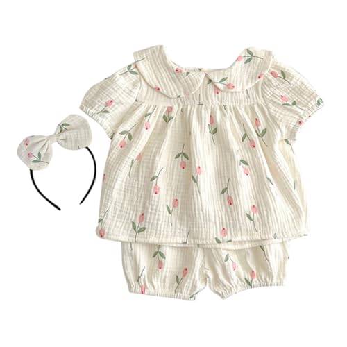 DEARMAMY 1 Satz -Strampler Bausatz floral ärmellos Puppe neugeborene kleidung kleidung set kleider Neugeborenes Mädchen-Outfit Mädchen Neugeborenen Essentials Baumwolle Beige von DEARMAMY