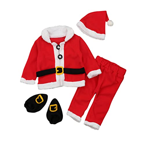 DEARMAMY 1 Satz Weihnachtsmantel Wintermäntel -outfits Outfits Für Neugeborene Jungen Winterplüsch Tops Nikolaus-fleece-anzug Weihnachtskostüm Langarmshirts Rot Plüschstoffe von DEARMAMY